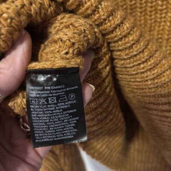 H&M Divided XL Pullover Cowl Neck Zip Long Sleeve Crop Chunky Knit Brown Neutral - Picture 7 of 7